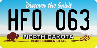 ND license plate HFO063