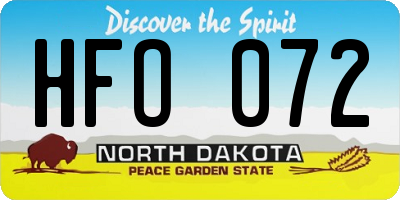 ND license plate HFO072