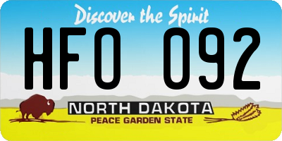 ND license plate HFO092
