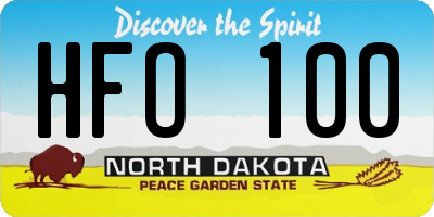 ND license plate HFO100