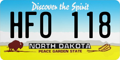 ND license plate HFO118