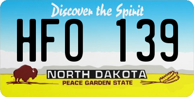 ND license plate HFO139