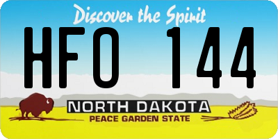ND license plate HFO144