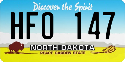 ND license plate HFO147