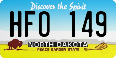 ND license plate HFO149