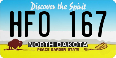 ND license plate HFO167