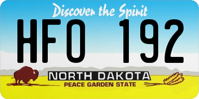 ND license plate HFO192