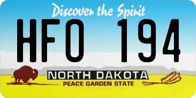 ND license plate HFO194