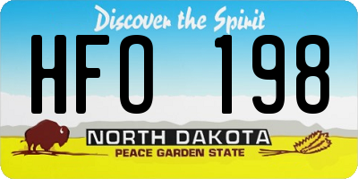 ND license plate HFO198
