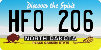 ND license plate HFO206