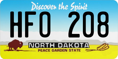 ND license plate HFO208