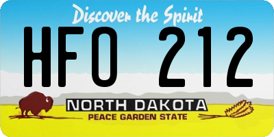 ND license plate HFO212