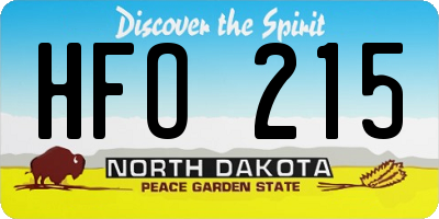 ND license plate HFO215