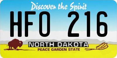 ND license plate HFO216