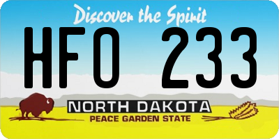 ND license plate HFO233