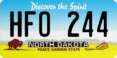 ND license plate HFO244