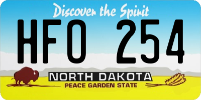 ND license plate HFO254