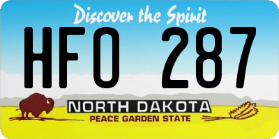 ND license plate HFO287