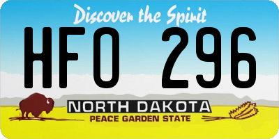 ND license plate HFO296