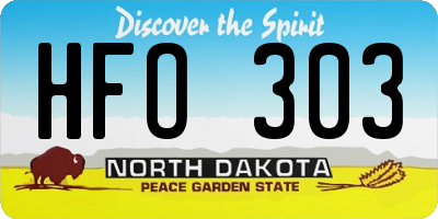 ND license plate HFO303