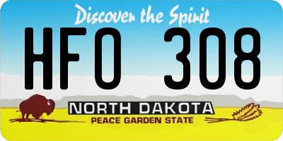 ND license plate HFO308