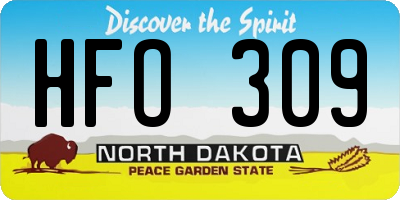 ND license plate HFO309