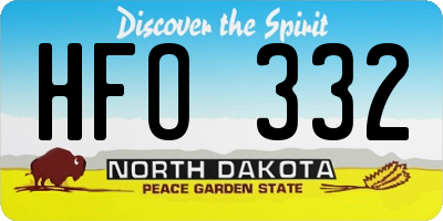 ND license plate HFO332
