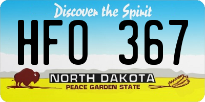 ND license plate HFO367