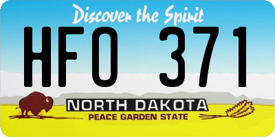 ND license plate HFO371