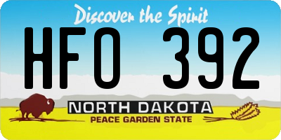 ND license plate HFO392