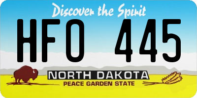 ND license plate HFO445