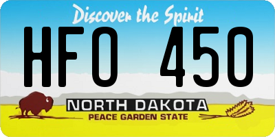 ND license plate HFO450
