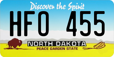 ND license plate HFO455