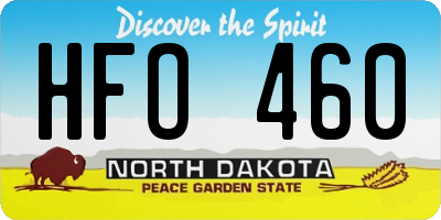 ND license plate HFO460