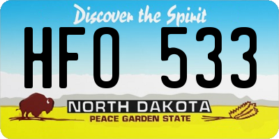 ND license plate HFO533