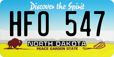 ND license plate HFO547