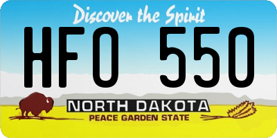 ND license plate HFO550