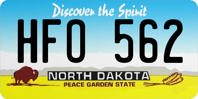 ND license plate HFO562
