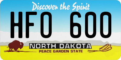 ND license plate HFO600