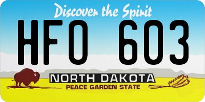 ND license plate HFO603