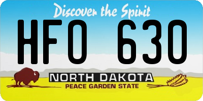 ND license plate HFO630