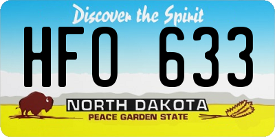 ND license plate HFO633