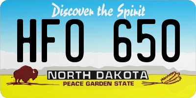 ND license plate HFO650