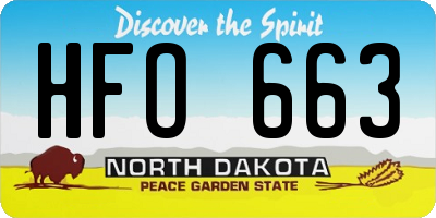 ND license plate HFO663