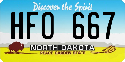 ND license plate HFO667