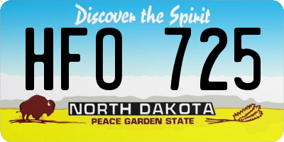 ND license plate HFO725
