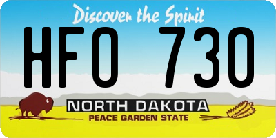 ND license plate HFO730