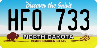 ND license plate HFO733