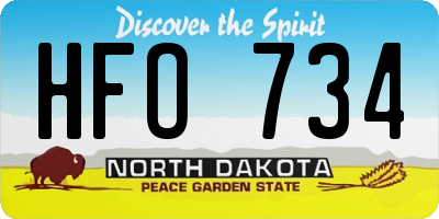 ND license plate HFO734