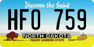 ND license plate HFO759